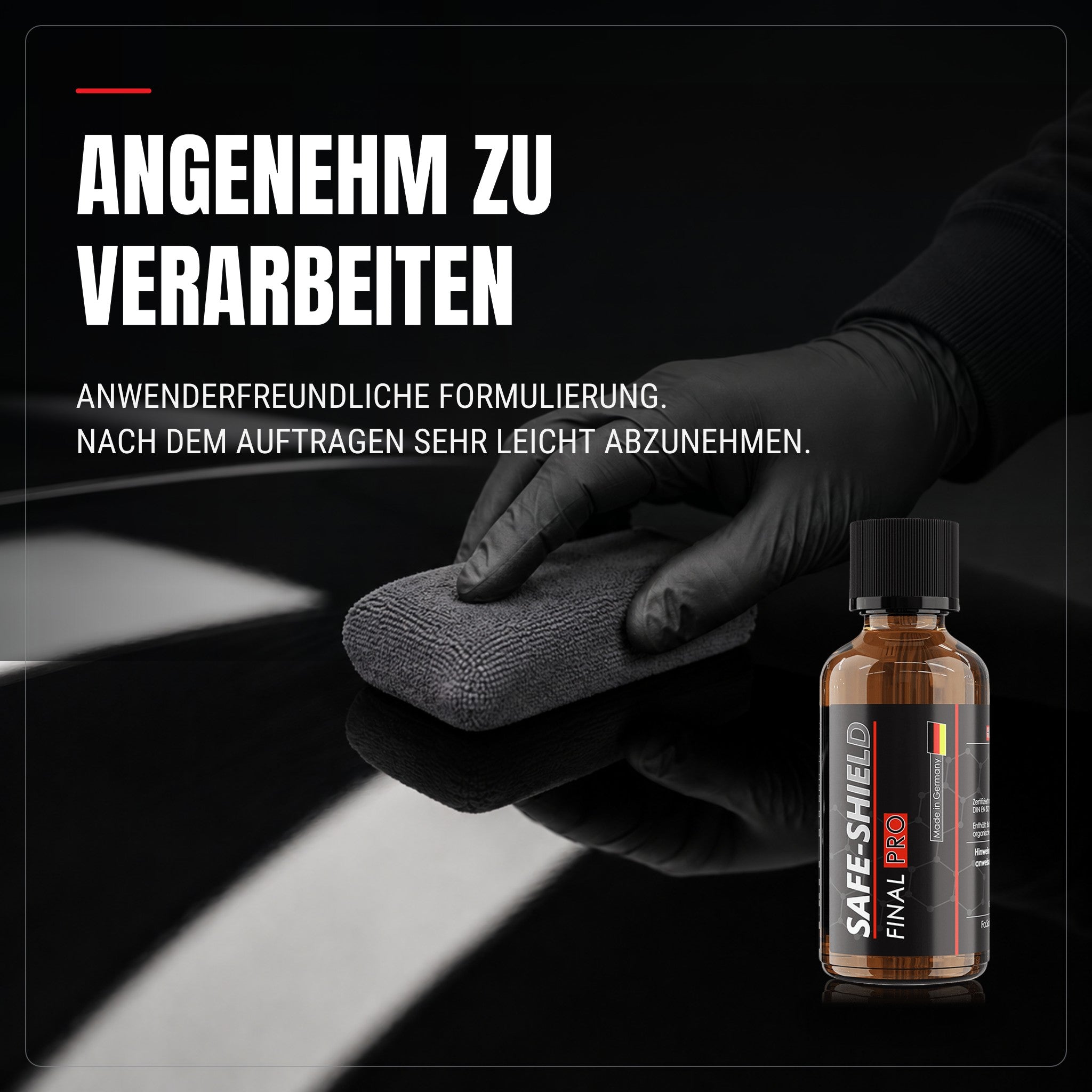 Anwendung der Final PRO Keramikversiegelung: Lack vorbereiten, entfetten, beschichten und kontrollieren