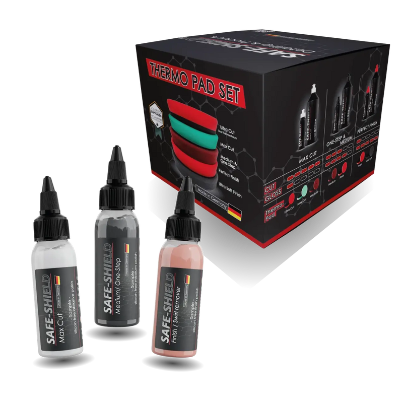 Zestaw 5 padów polerskich + próbki past 3x 45ml